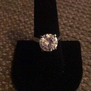 Silver Tone CZ Engagement Style Ring